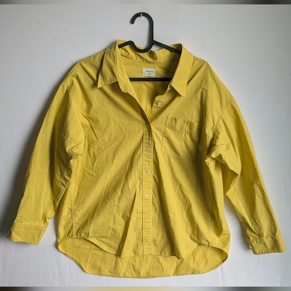 Aritzia Tops - Wilfred Free 2xs oversize relaxed cotton button shirt up yellow green